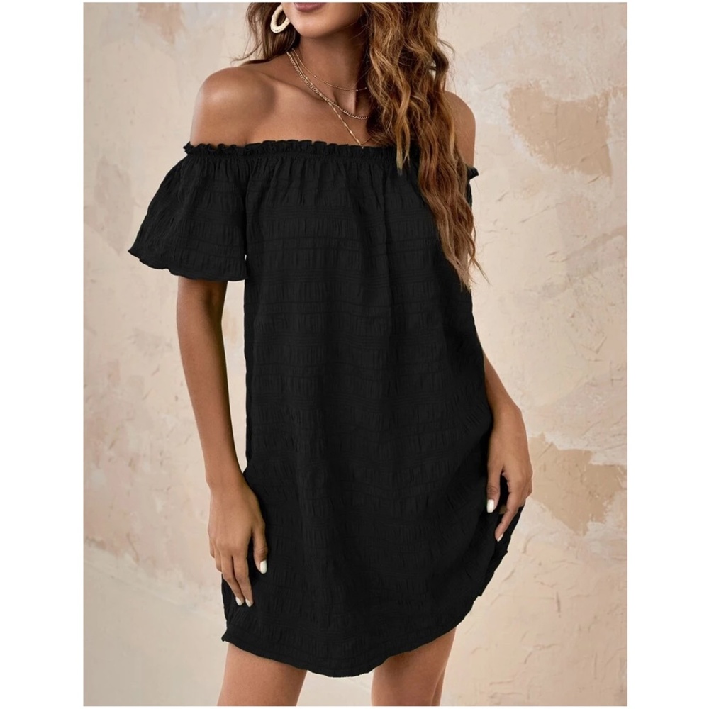 Off Shoulder Ruffle Mini Dress - Picture 6 of 8